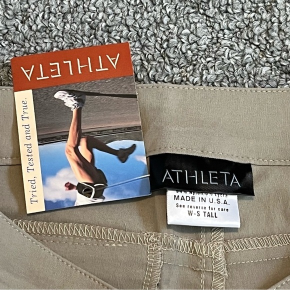 Athleta Alpine Stretch Pant Womens Small Tall Khaki 17418 Cargo Zip Hem NWT - Picture 4 of 11